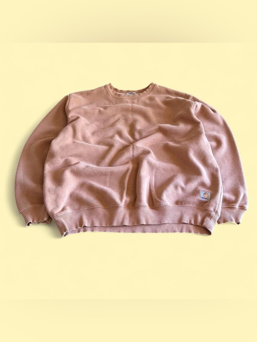 Vintage Carhartt Heavyweight Sweatshirt Tan Faded Workwear Men’s XL